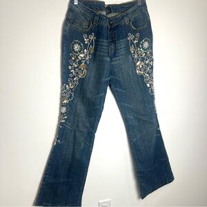 Vintage Y2K Embellished Low Rise Bootleg Flare Denim Jean